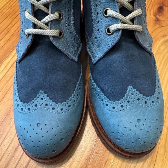 PENELOPE CHILVERS Blue Brogue Ankle Boots Leather Women’s SIZE 37.5 / US 7 - Picture 5 of 14